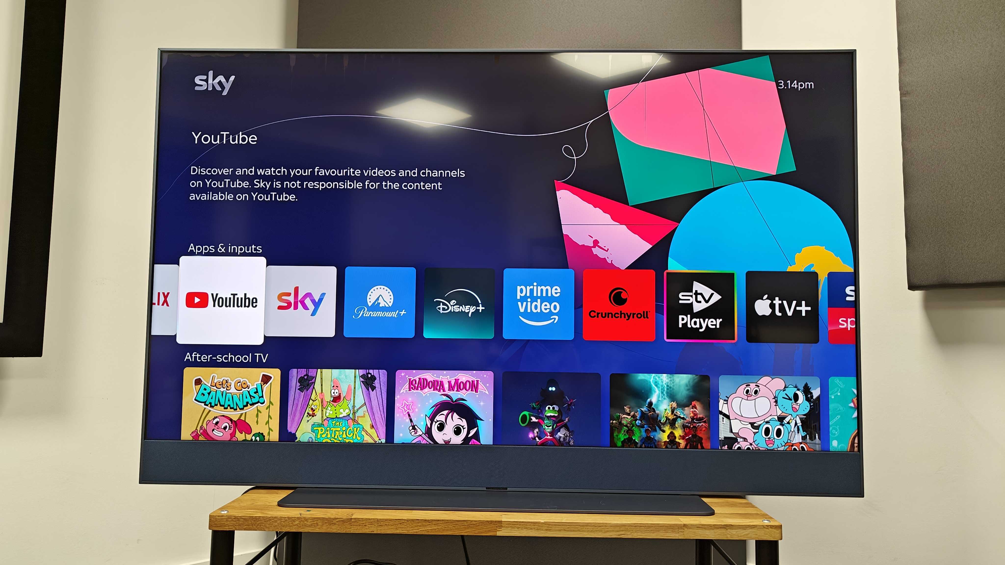 sky tv with youtube on