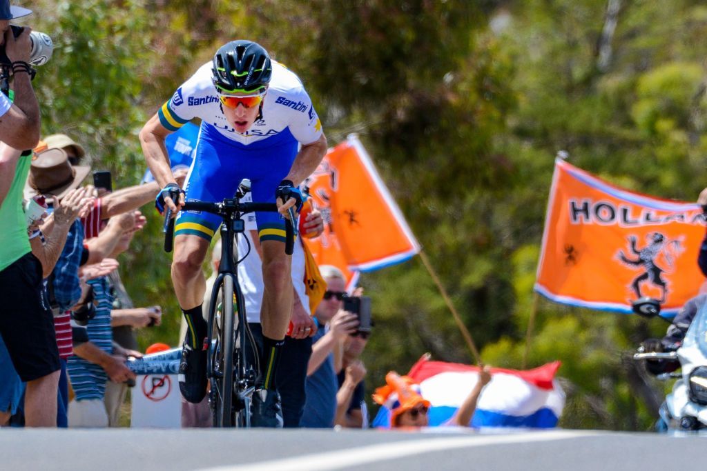 Jarrad Drizners in action at the 2020 Tour Down Under