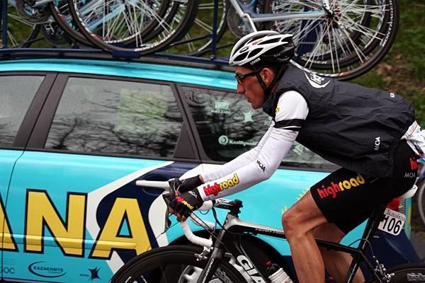 Marco Pinotti (Team High Road) rides in the convoy.