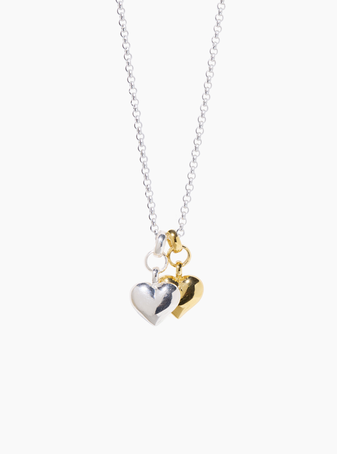 tilly sveaas Mixed Metal Small Double Heart on Belcher Chain