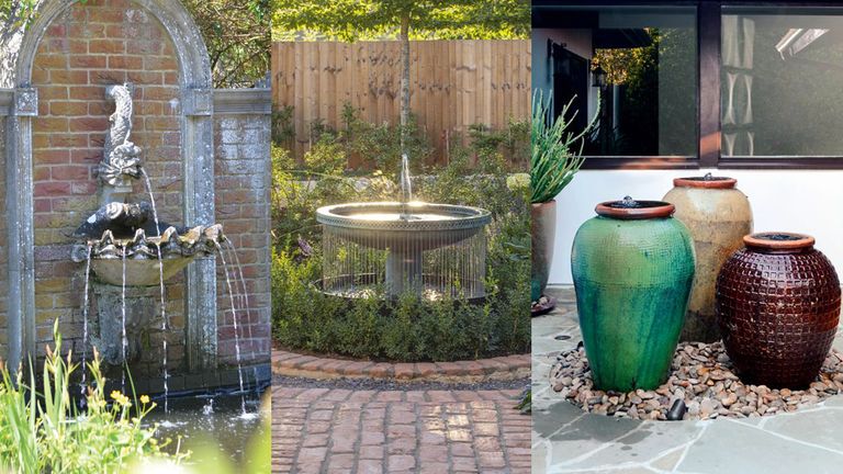 three garden fountain ideas