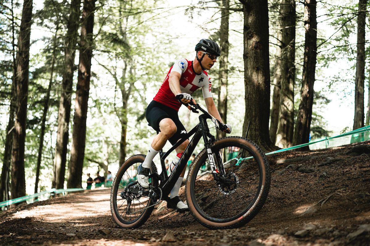 Picture by Thomas MaheuxSWpixcom 11082023 Mountain Bike CrossCountry 2023 UCI Cycling World Championships Glentress Forest Peebles Scotland U23 Men Crosscountry Olympic Dario Lillo Switzerland