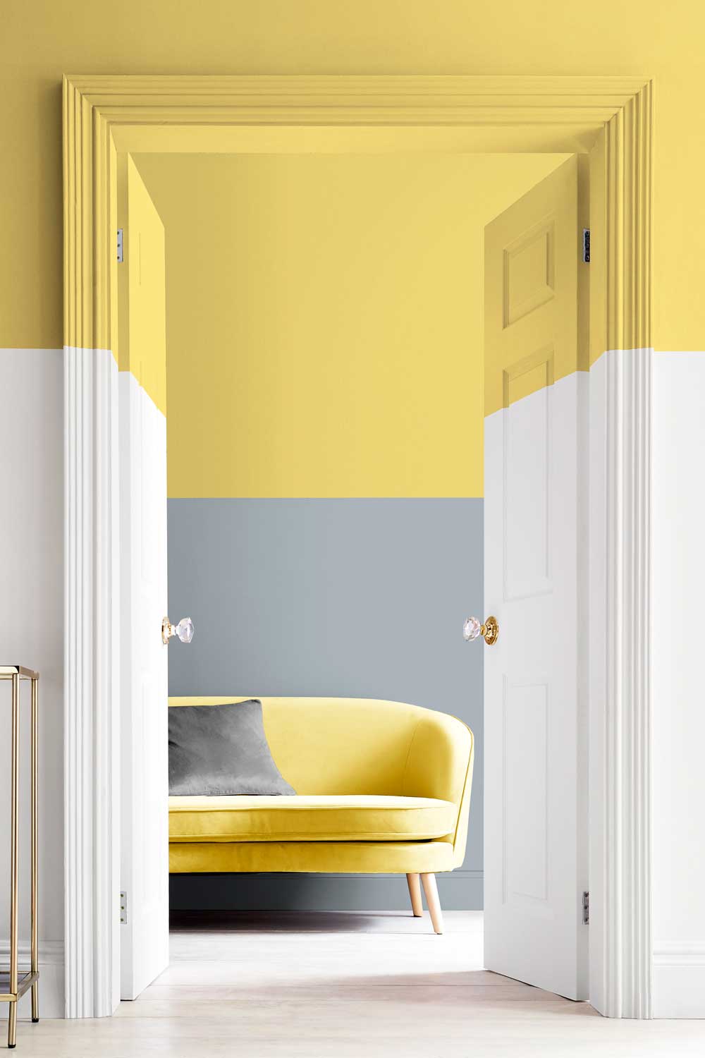 yellow and grey living rooms