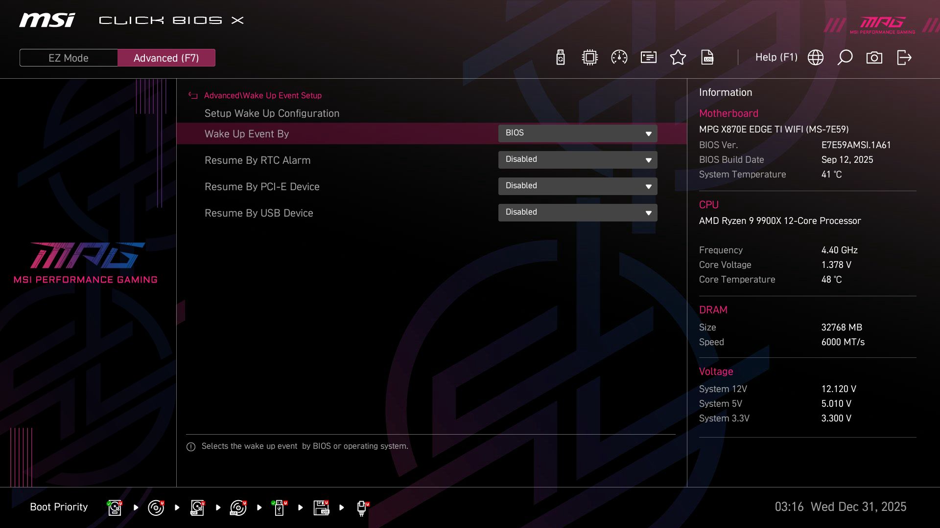 MSI MPG X870E Edge Ti Wifi - BIOS