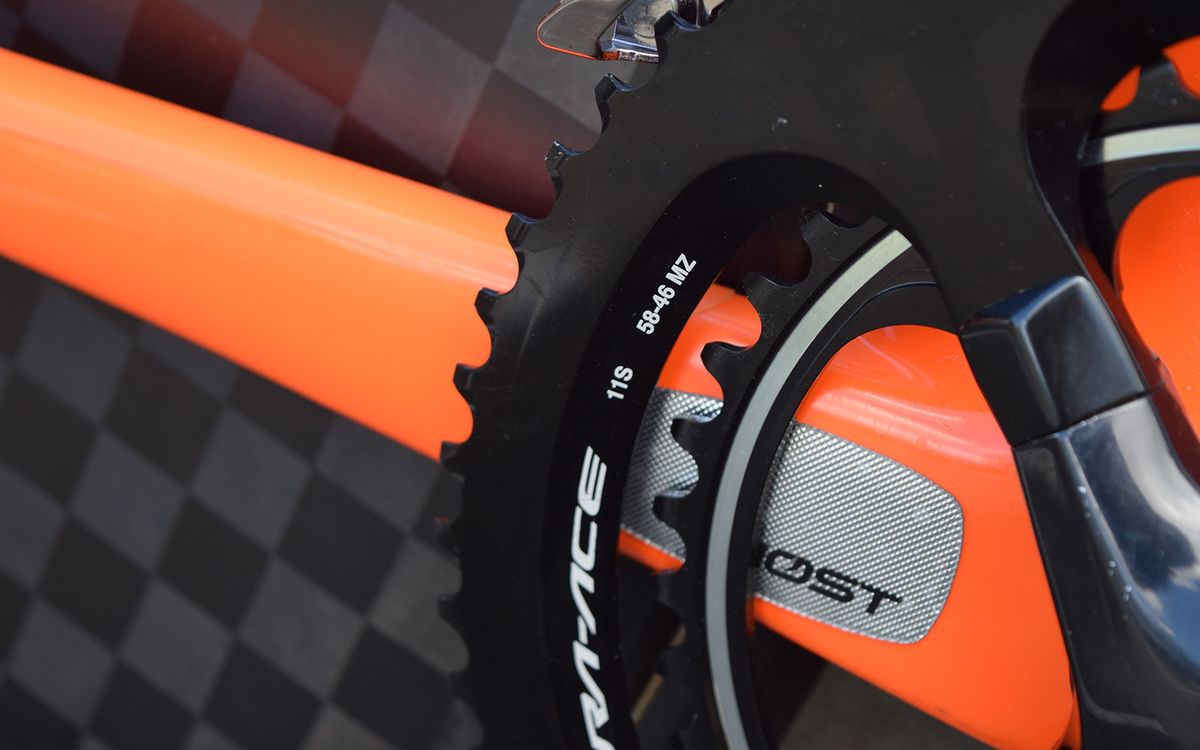 Van Baarle had a 58-tooth outer chainring fitted for the Stage 4 time trial at the Dauphine