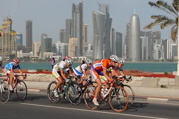 The bunch on the picturesque shoreline in Doha