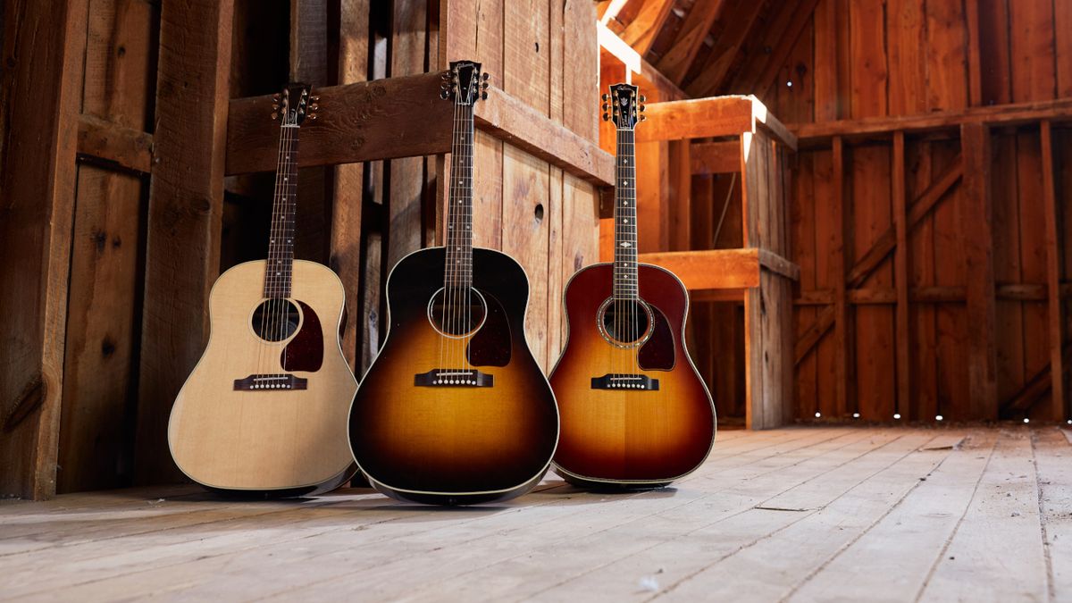 J-45 Studio Rosewood Antique Natural, J-45 Standard Vintage Sunburst and J-45 Deluxe Rosewood Burst
