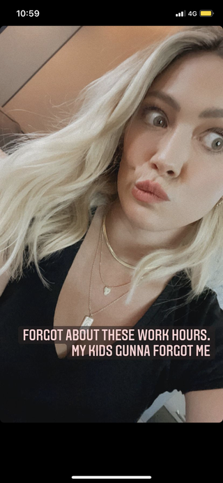Hilary Duff Work Hours Instagram Post