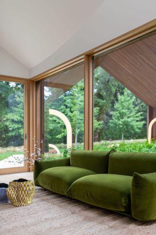 green Marenco sofa in Verso design showroom in Bridgehampton