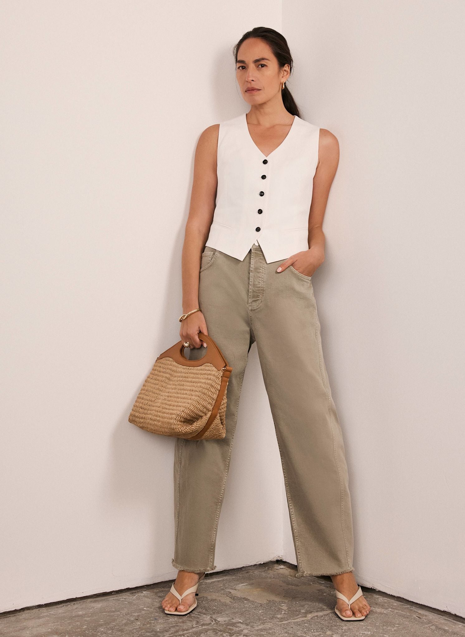 Khaki Barrel Jeans