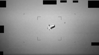 A "football-shaped" UAP (unidentified anomalous phenomenon) observed by an infrared sensor on a U.S. military platform in 2024. The Pentagon released this observation on May 8, 2026.