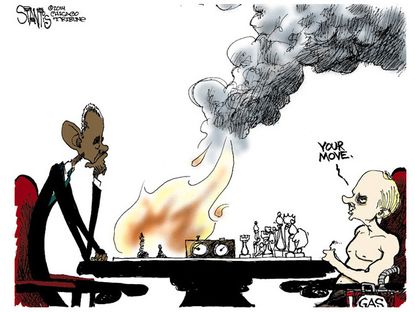 Editorial cartoon world Obama Putin