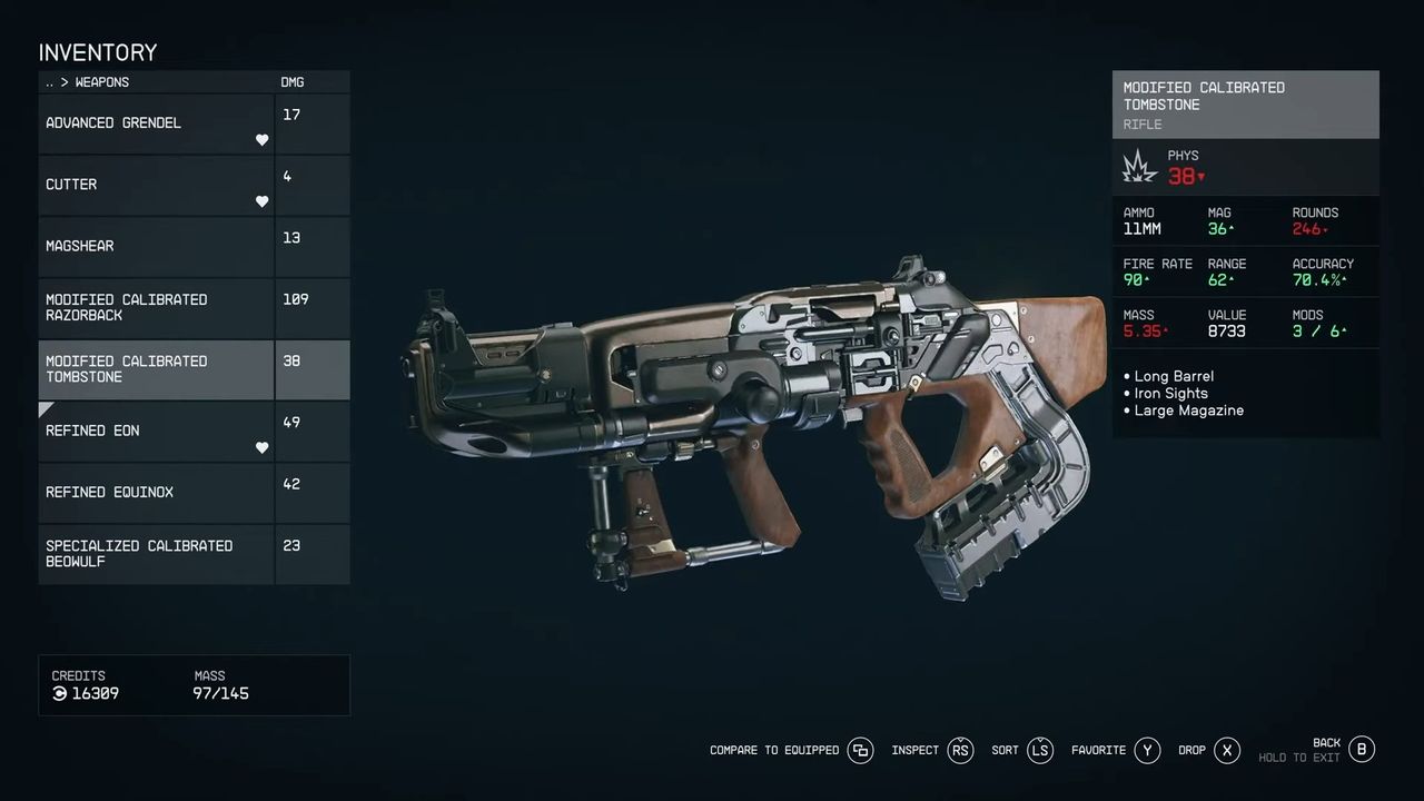 Starfield weaponry