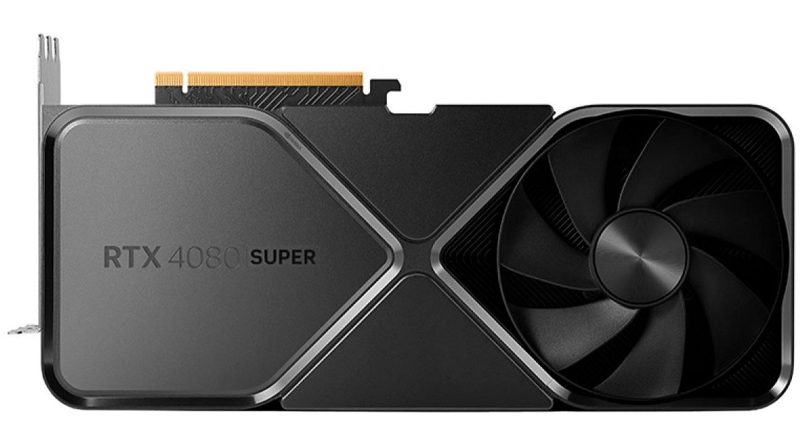 An RTX 4080 Super against a white background