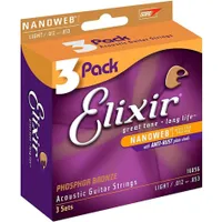 Elixir Light Nanoweb Phosphor Bronze acoustic strings 3-pack: save $15