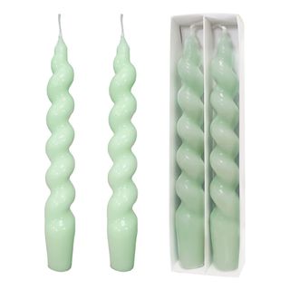 Green spiral taper candle set