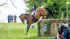Monica Spencer riding Artist down a drop at Kentucky Three-Day Event 2025