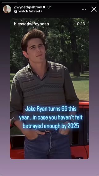 Michael Schoeffling from Sixteen Candles, as featured on Gwyneth Paltrow's Instagram story.