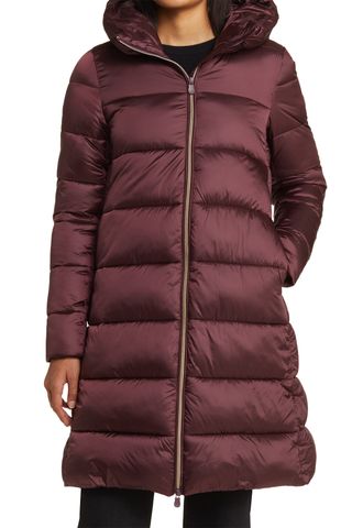Lysa Quilted Hooded Longline Coat Save The Duck