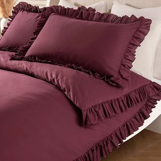 Stacey Solomon x George Home Wine Frill Pure Cotton Double Duvet Set