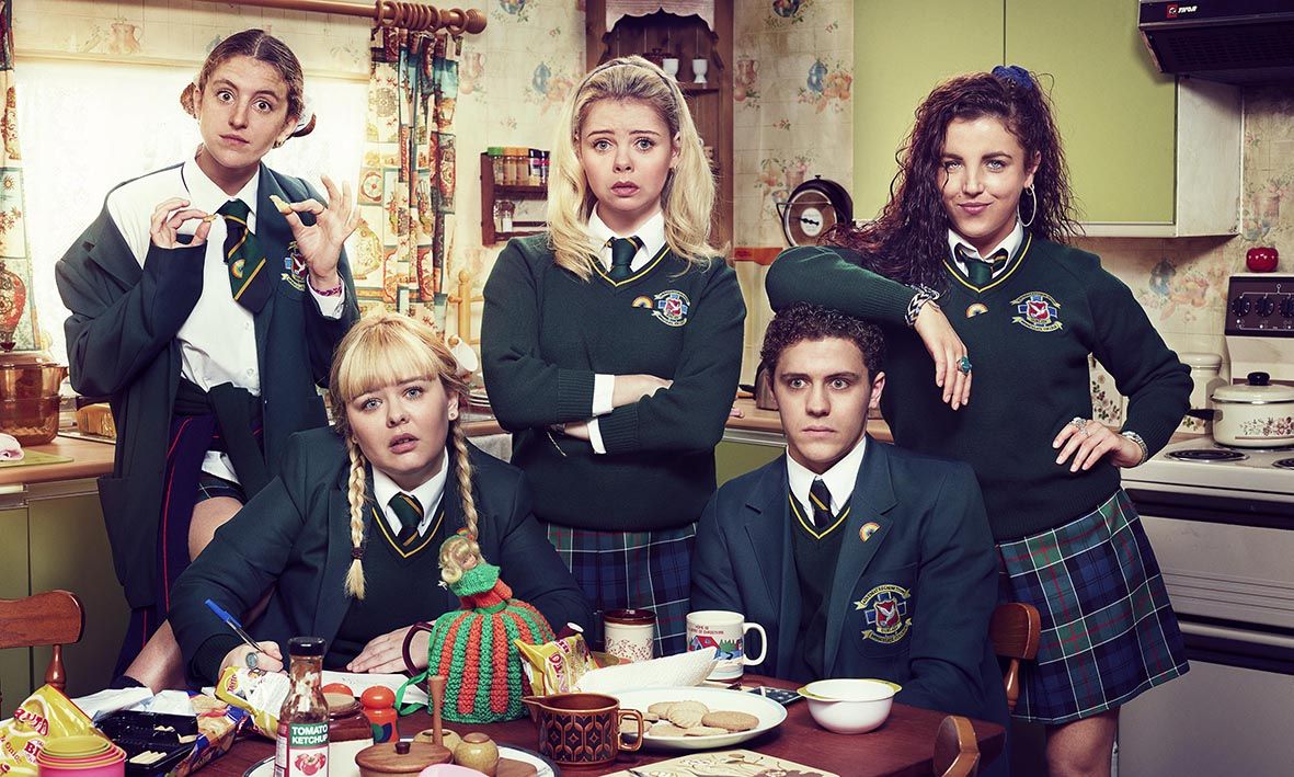 The five main members of the Derry Girls cast.