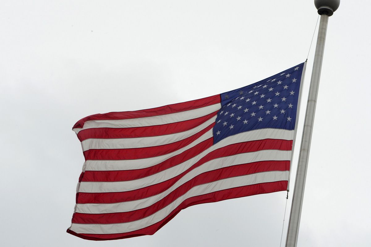 The American flag flying in the breeze