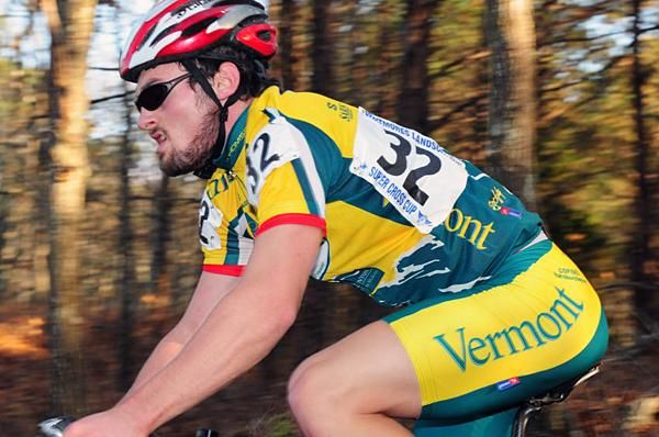 Christopher Hamlin (UVM Cycling) in the woods.