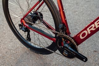 Image shows detail of Orbea Gain e-road bike