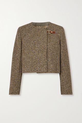 Embellished Cropped Wool-Blend Tweed Jacket