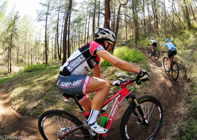 Pua Mata (Sho-Air/Specialized) on her way to winning the Whiskey-50 Mountain Bike Race