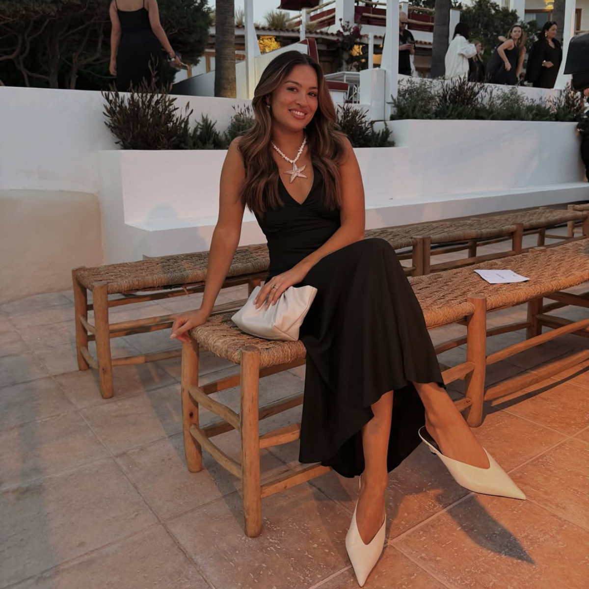 Influencer Vanessa Rose Blair wearing a Marks &amp; Spencer dress. 