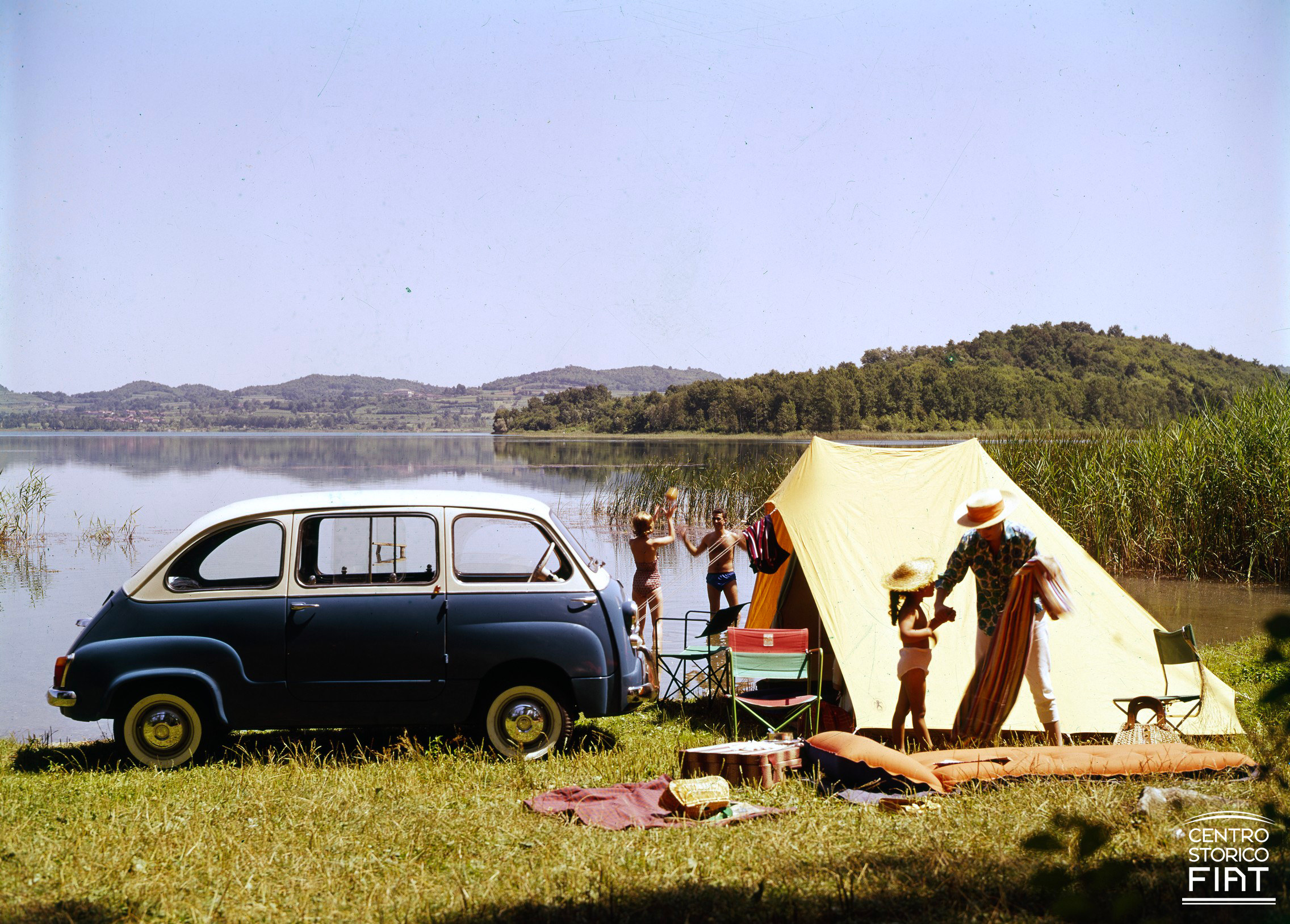 Archive imagery of the original 1957 Fiat 600 Multipla