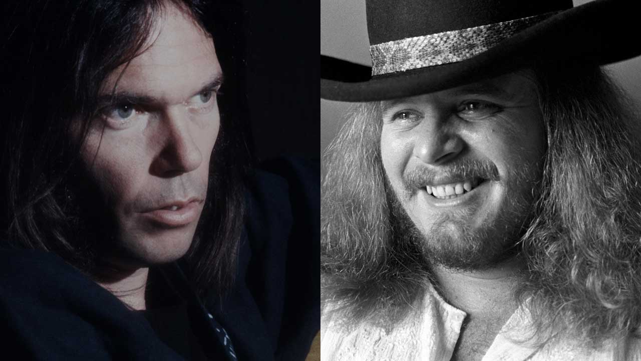 Neil Young and Ronnie Van Zant in 1976 (composite image)