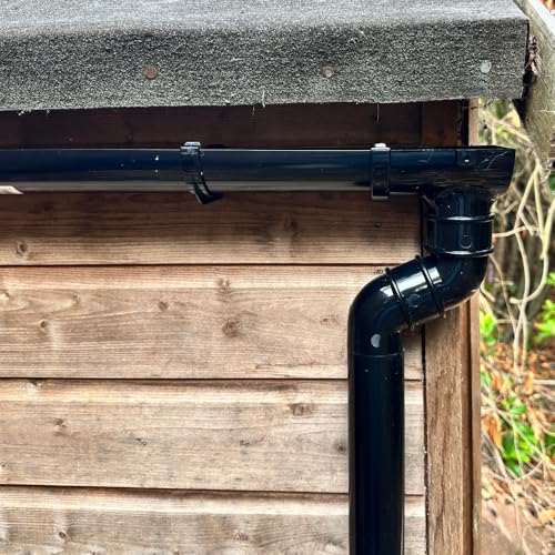 Mini Gutter Kit for Shed, Greenhouse &amp;amp; Outhouse &amp;ndash; Complete Rainwater Collection System With Downpipe, Fittings &amp;amp; Easy Install Diy Roof Guttering &amp;ndash; Multiple Sizes &amp;amp; Colours (2 Metre Black)