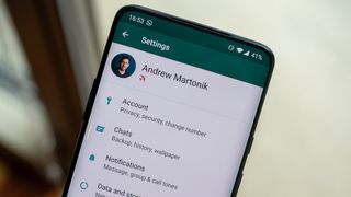 WhatsApp account settings page on an Android phone