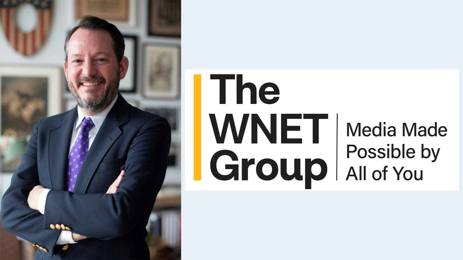 Edward F. O'Keefe with WNET logo