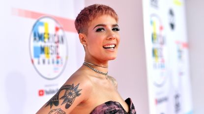 LOS ANGELES, CA - OCTOBER 09: Halsey attends the 2018 American Music Awards at Microsoft Theater on October 9, 2018 in Los Angeles, California. 