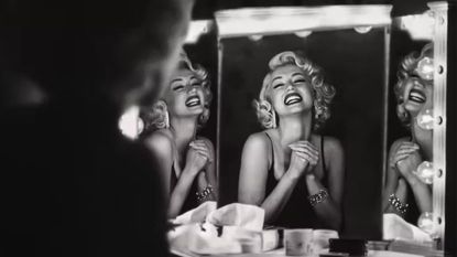 Marylin Monroe scene from Blonde inhollywood glam mirror