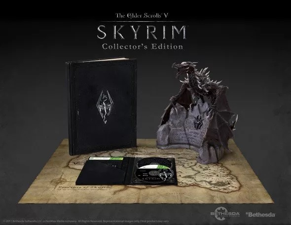 Skyrim collector's edition with word wall and Alduin