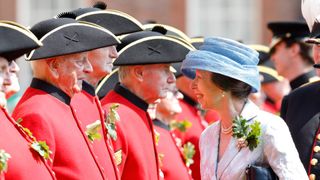 Princess Anne, The Princess Royal inspects Chelsea Pensioners during the annual Founder's Day Parade