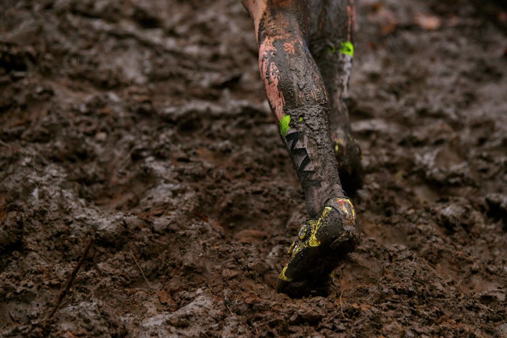 HERENTALS BELGIUM DECEMBER 23 Shoe Mud Detail view during the 37th Herentals Azencross 2020 Men Elite CX DVVTrofee Azencross on December 23 2020 in Herentals Belgium Photo by Luc ClaessenGetty Images