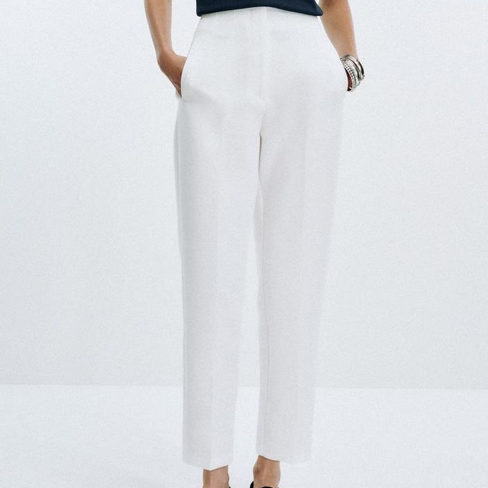 Zara High-Waisted White Trousers