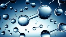 3D illustration of Hydrogen (H2) molecule model (clean energy concept)