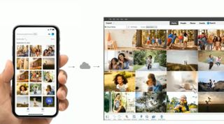 Mobile phone and desktop both showing Photoshop Elements interface