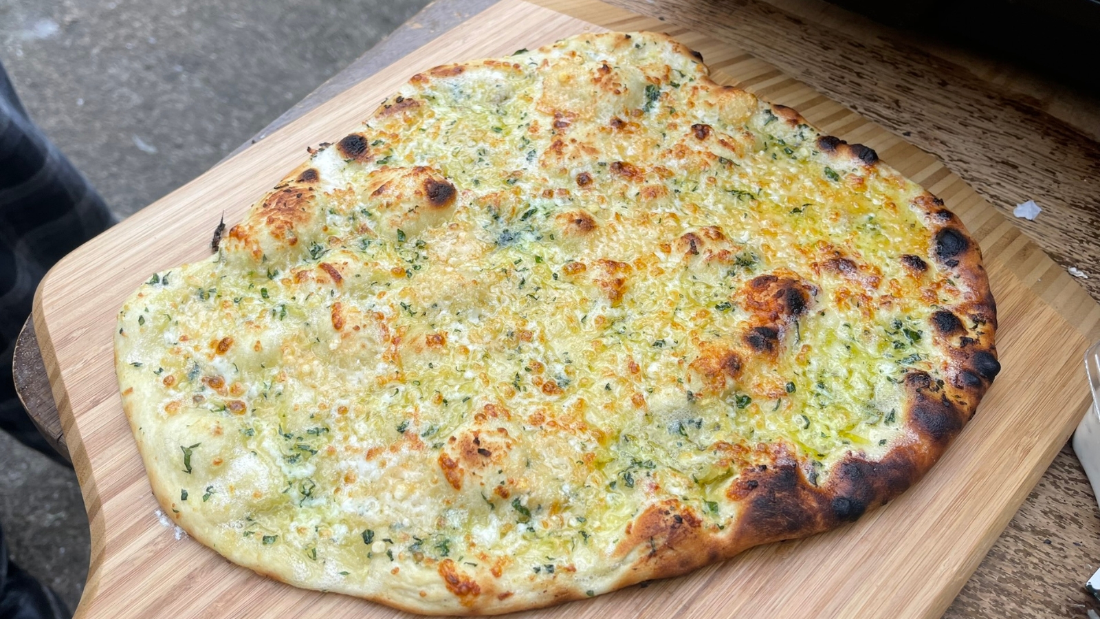 Garlic pizza bread made by the Ooni Votl 12