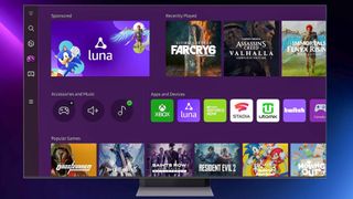 An image showing Amazon Luna working in Samsung Gaming Hub on a Samsung 2022 Smart TV