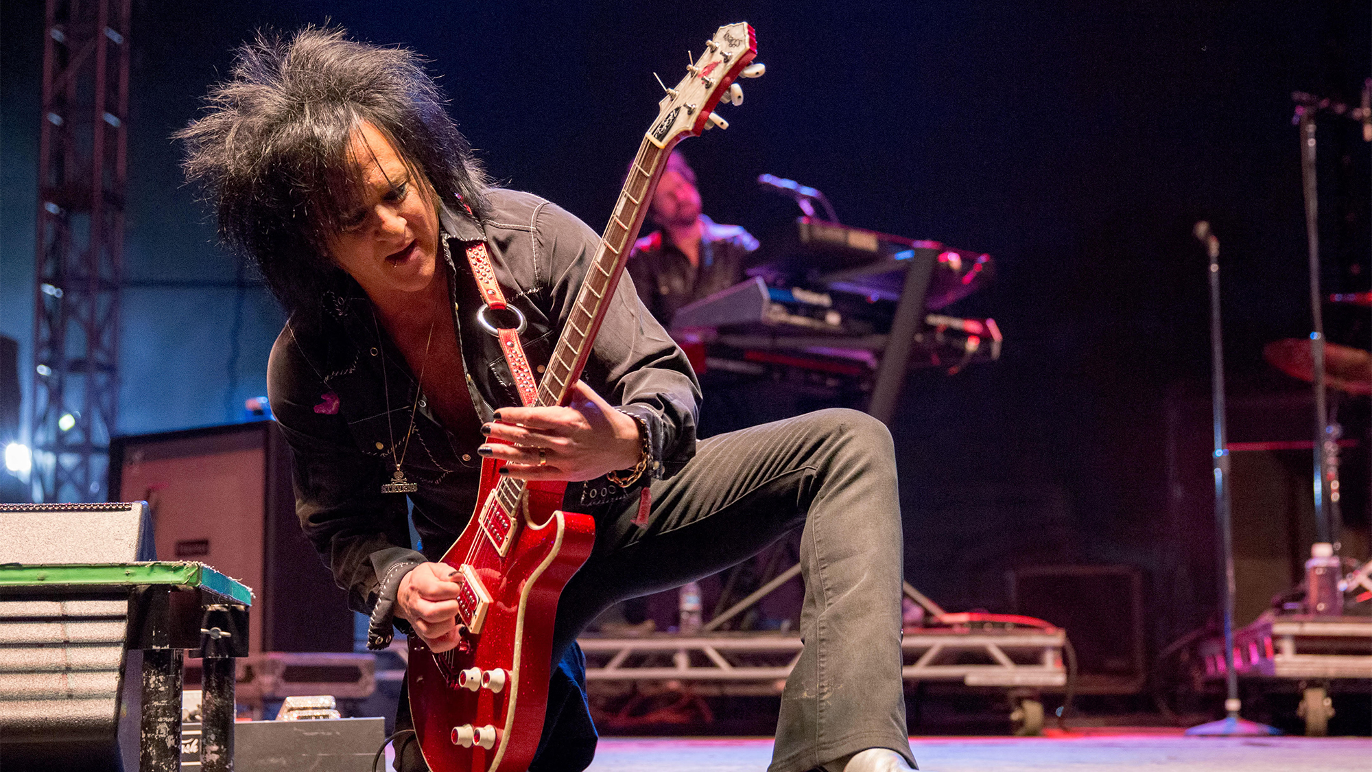 Steve Stevens performs with Billy Idol at Riot Fest at Douglas Park in Chicago, Illinois, Sept. 12, 2015