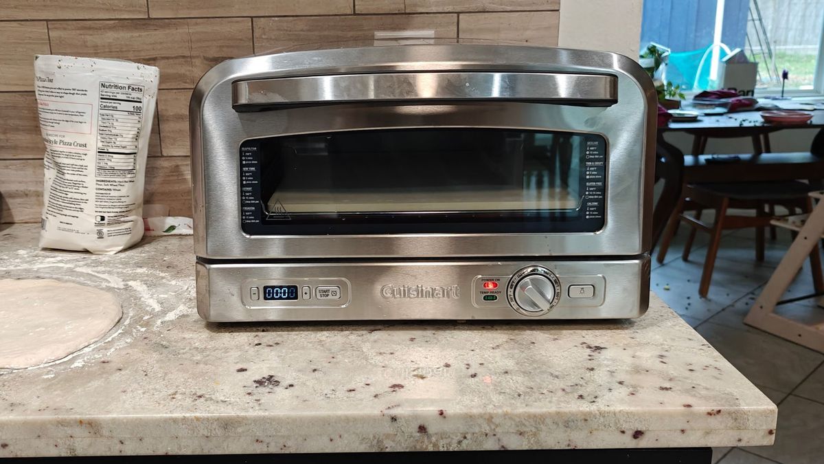 cusinart indoor pizza oven on countertop