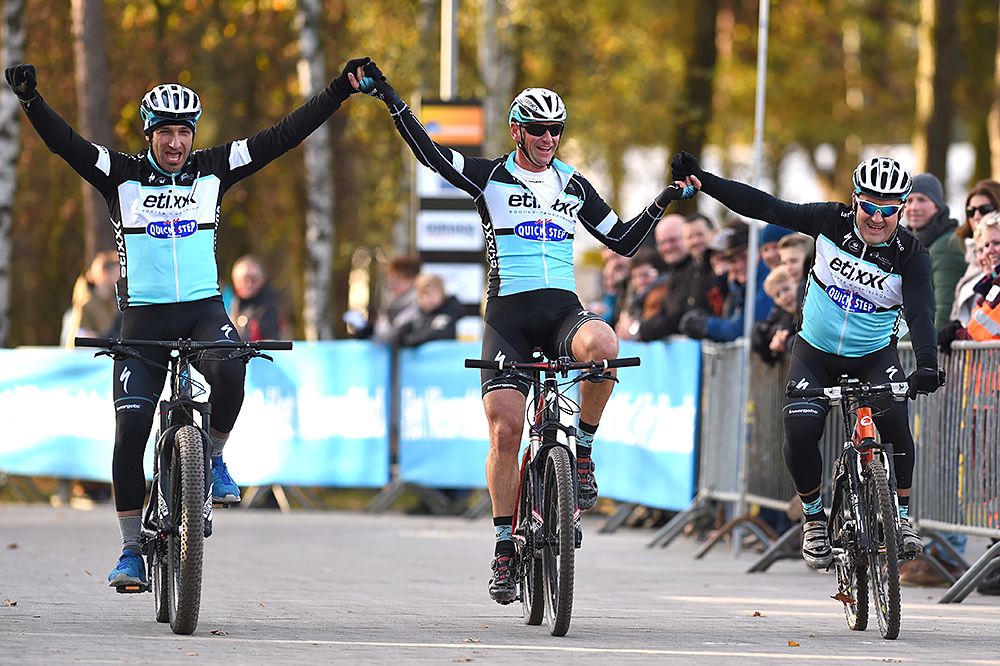 Davide Bramati (Ita), Marc Patry (Bel) and Dirk Clarysse (Bel) take part in Boonen and Friends 2015