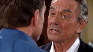 Eric Braeden as Victor outraged with Peter Bergman as Jack in The Young and the Restless